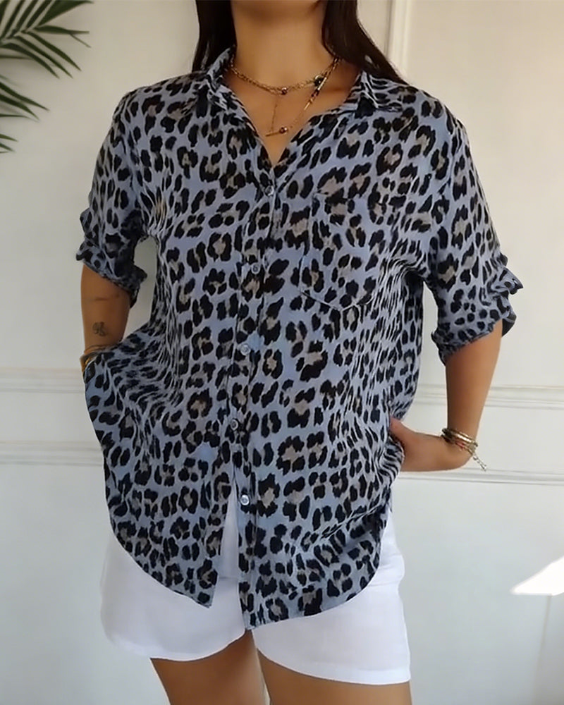 Susan | Fashion Blouses with Leopard Print